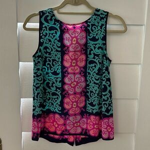 LILLY PULITZER Iona Fountain Hopping Silk Top size XS